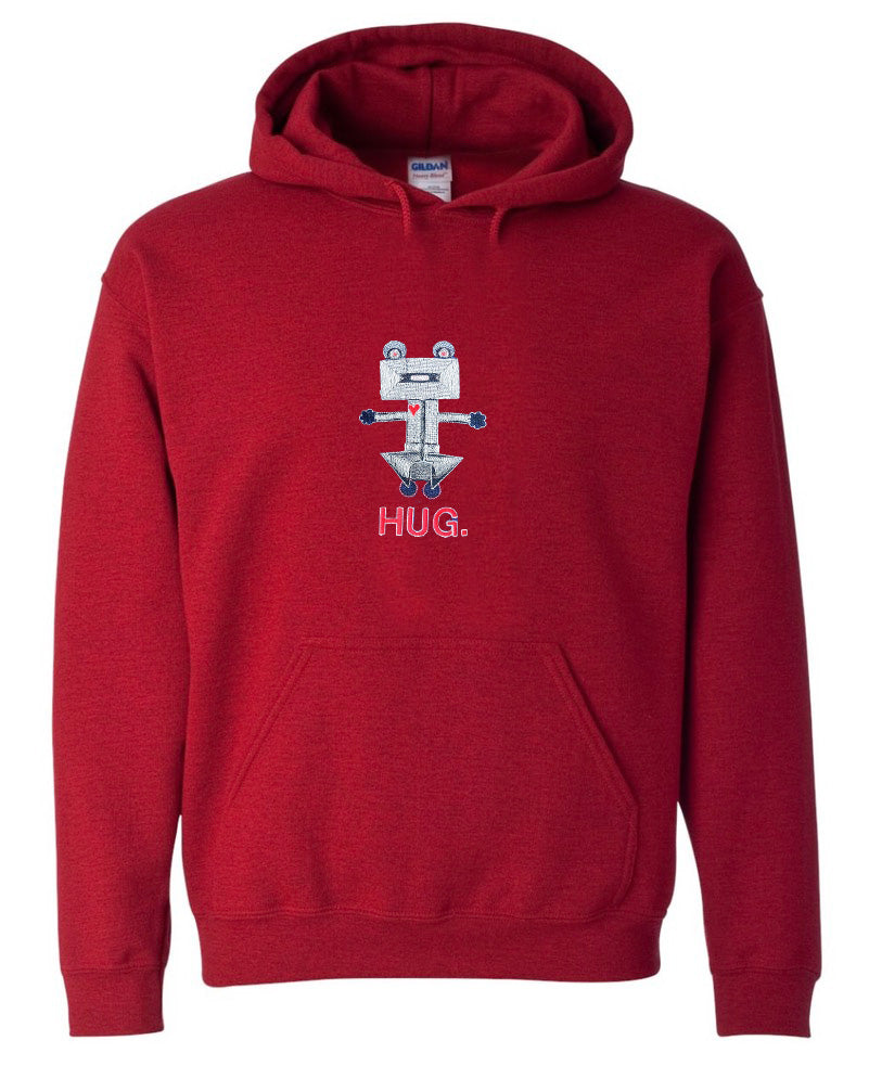 "Robot Hug", Embroidered Hoodie by Nature Girl Industries