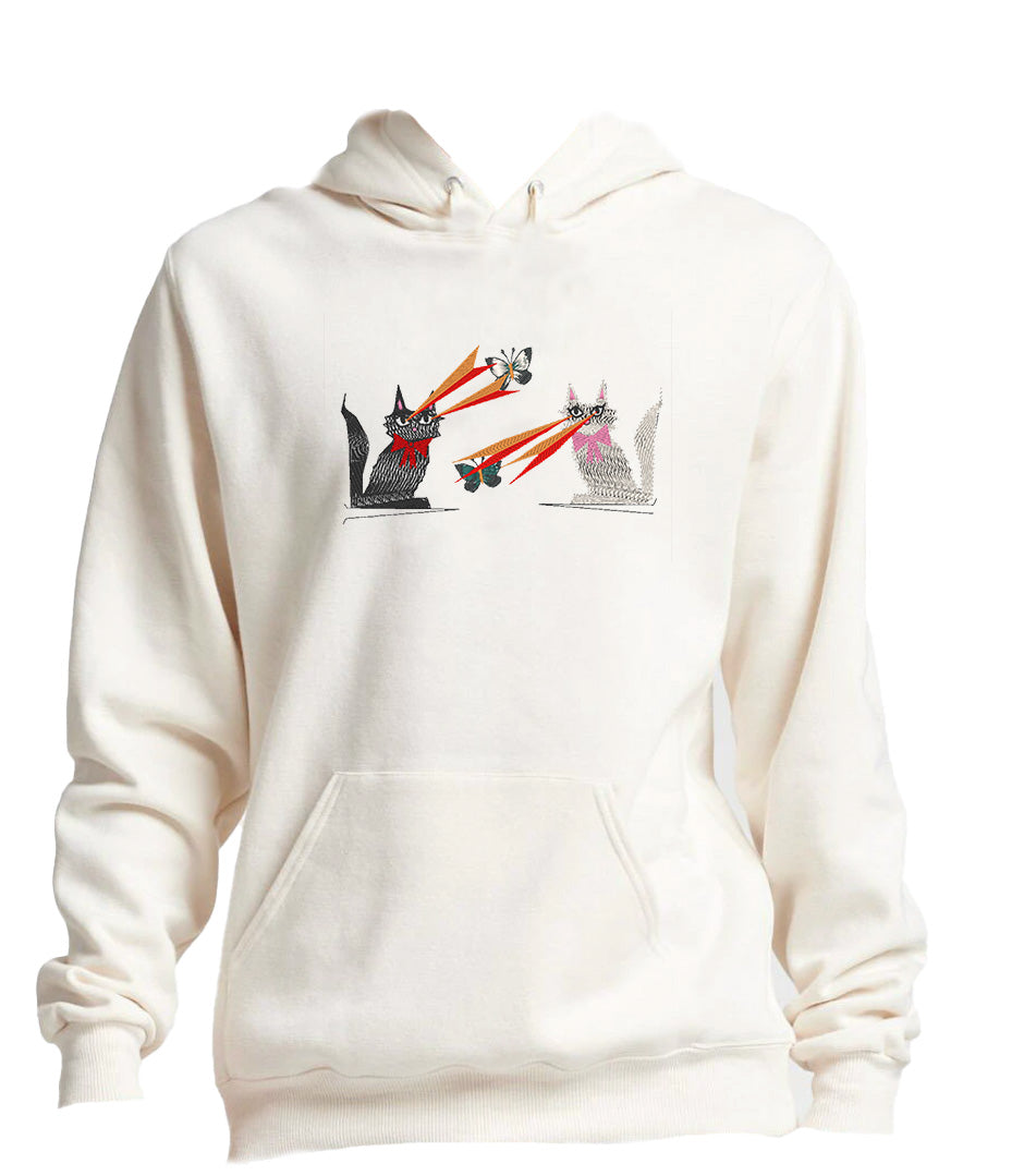 "Laser Cats," Embroidered Hoodie by Nature Girl Industries