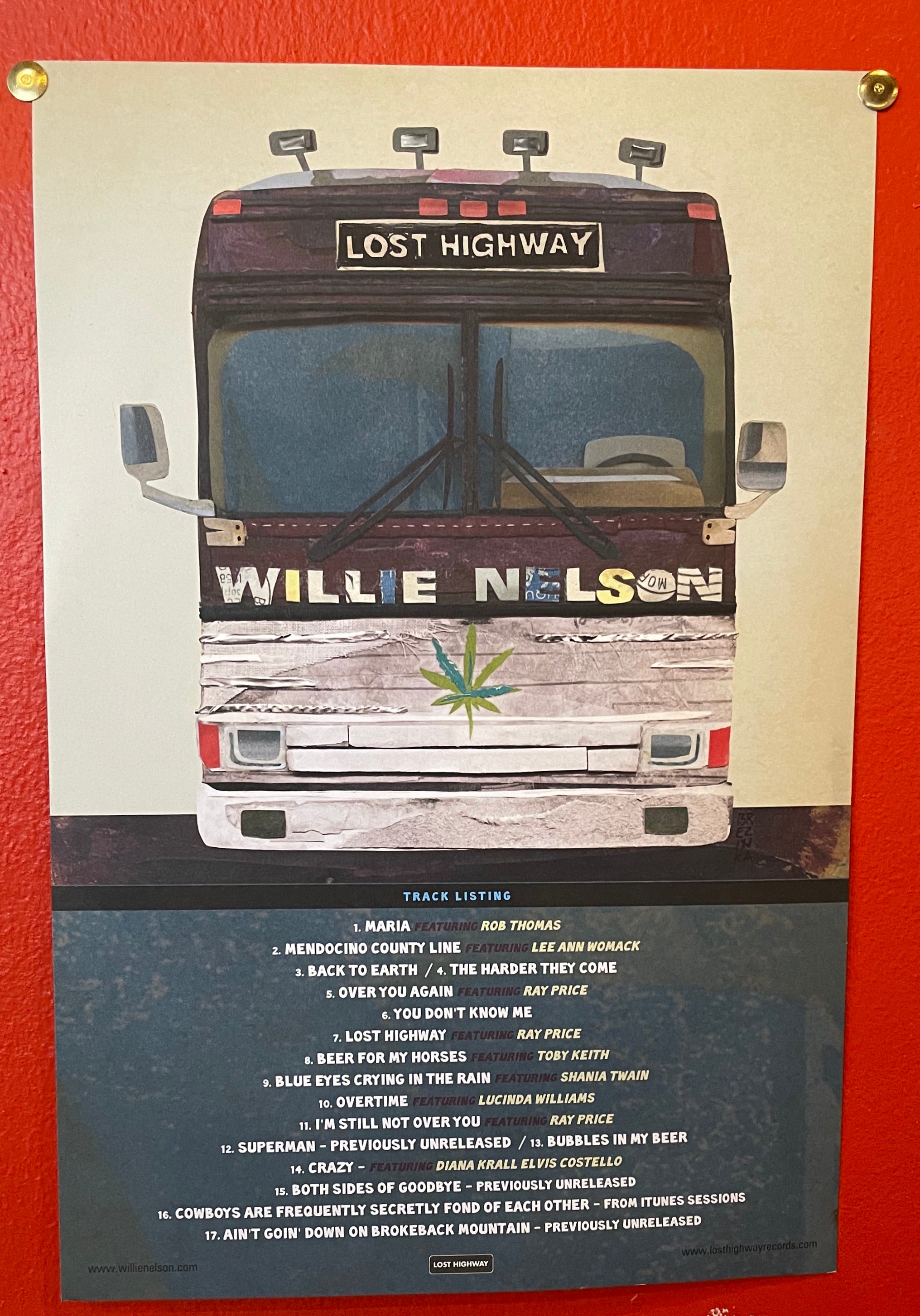 Willie Nelson "Lost Highway" Album Promo Poster MINT