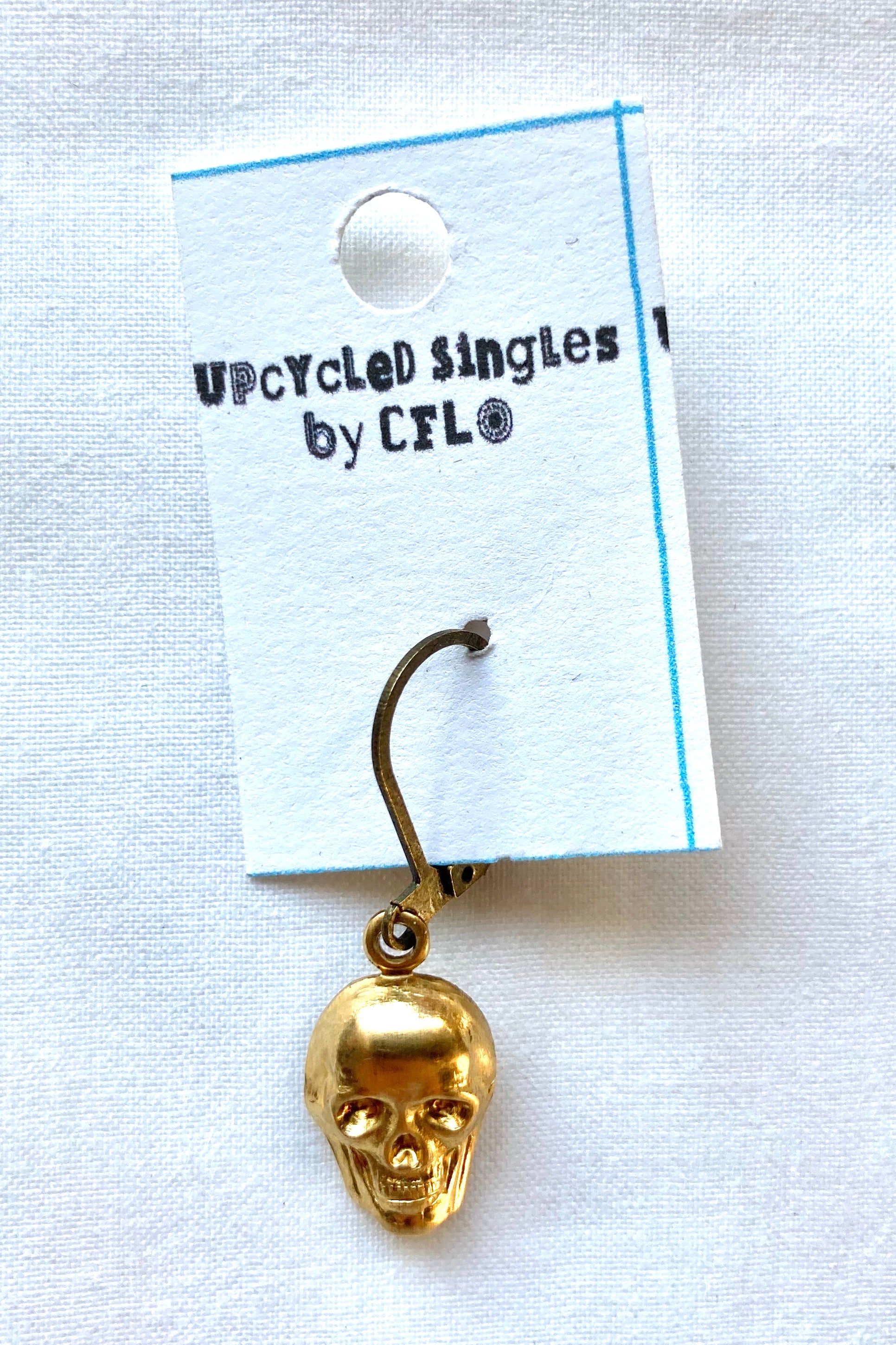 Upcycled Singles, Gold Skull! Vintage Charms For Your Ears!