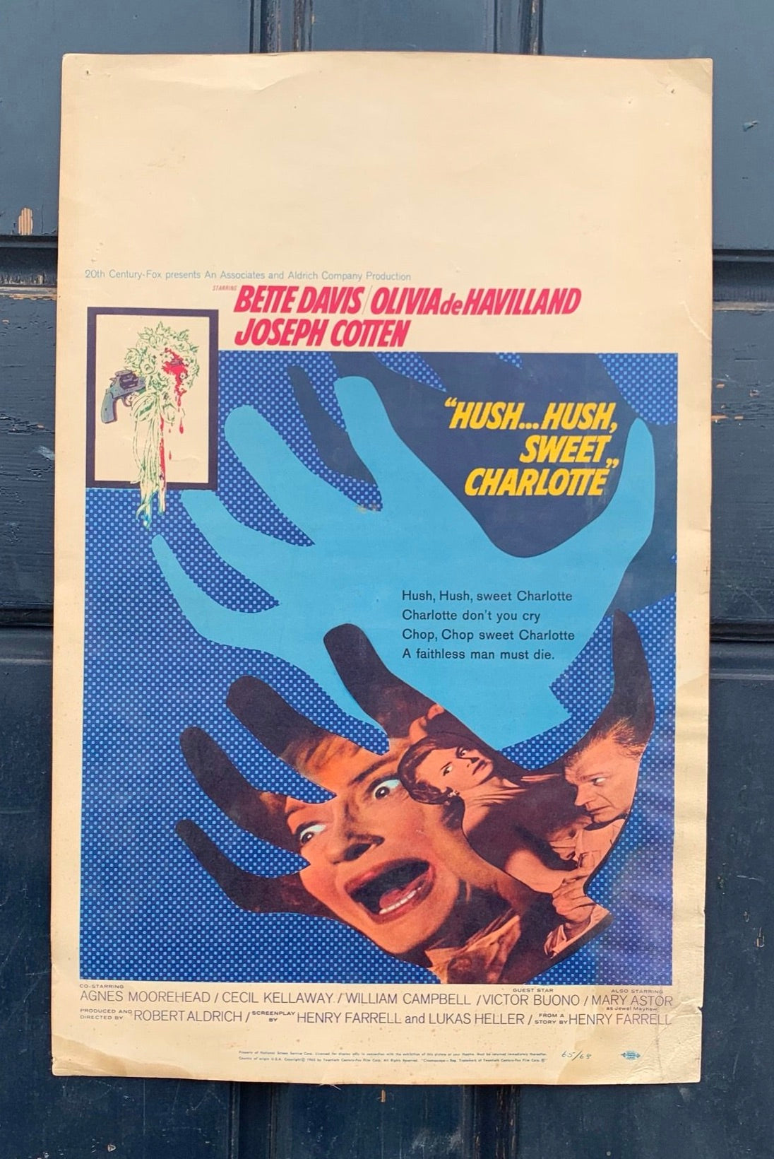 "Hush Hush Sweet Caroline" 1964  Original Window Card Movie Poster