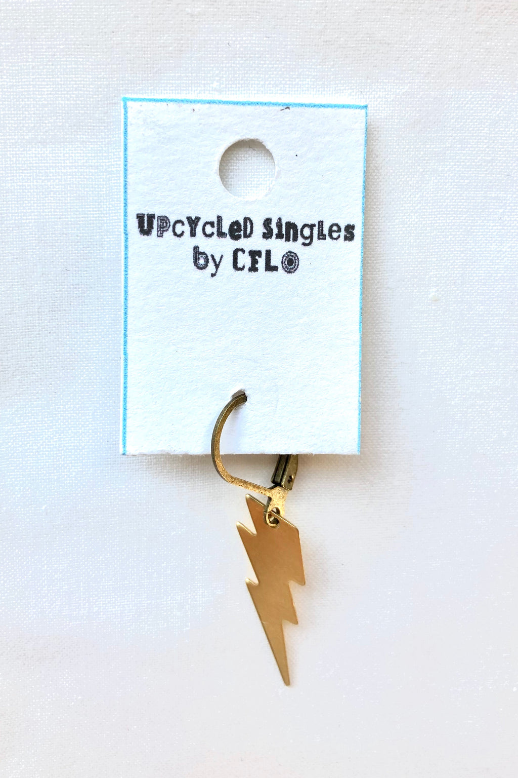 Upcycled Singles! Small Gold Lightning Bolt! Vintage Charms For Your Ears!