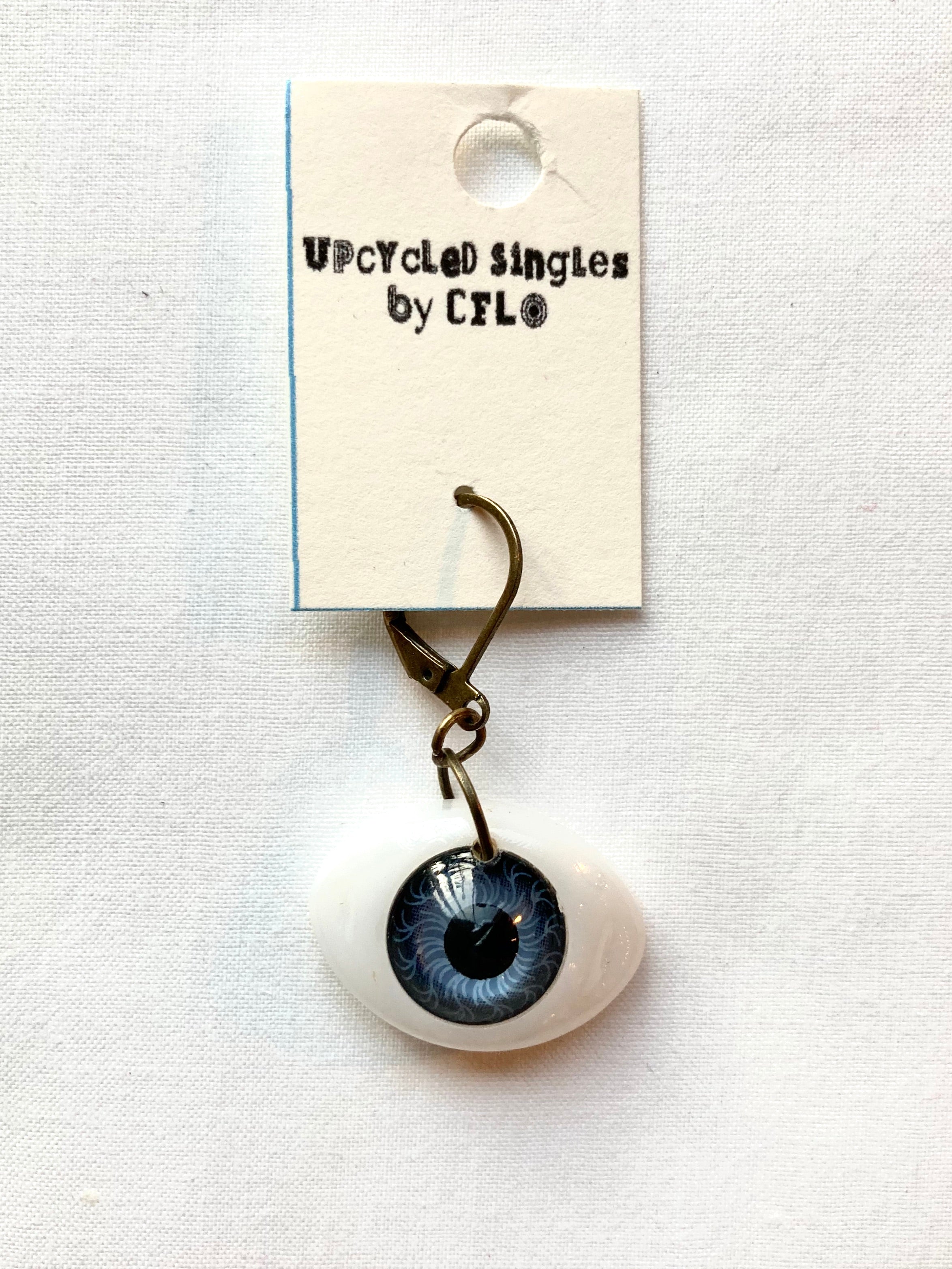 Upcycled Singles! Vintage Blue EYE Charm For Your Ears!