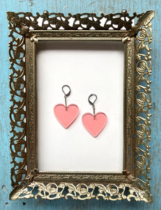 Dangly Pink Heart Earrings