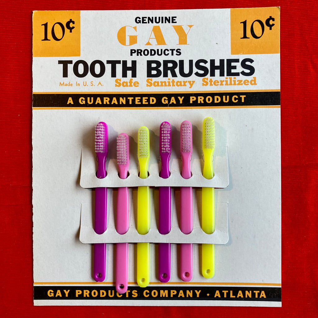 1950s, "Genuine Gay Products" Tooth Brush Store Display!  A Guaranteed Gay Product!