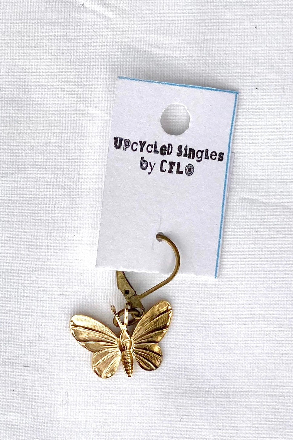 Upcycled Singles! Gold Butterfly! Vintage Charms For Your Ears!