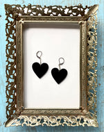 Black Heart Earrings with Chain