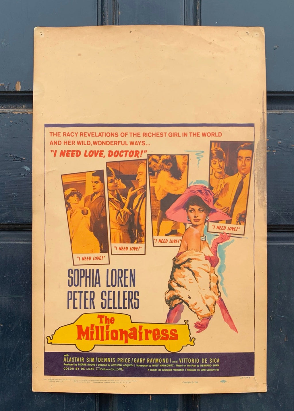 "Millionairess" Original 1960 Window Card Movie Poster