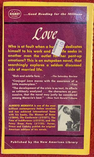 Conjugal Love, Alberto Moravia, 1956, Signet Books #1288*